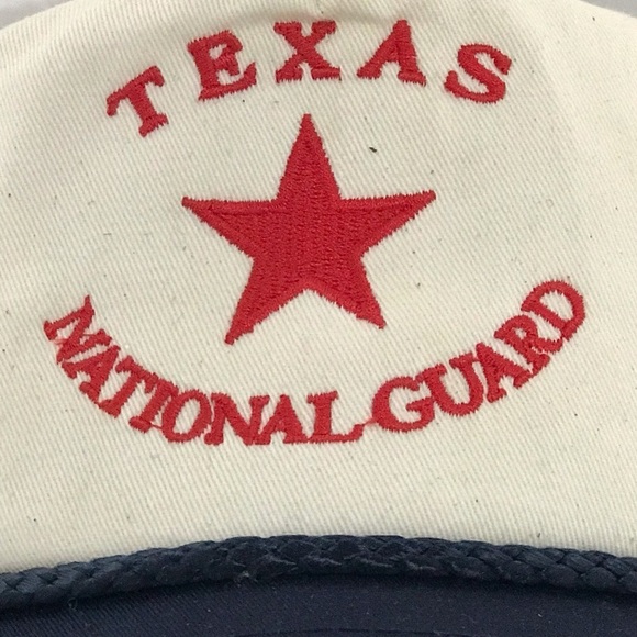 Nissun Cap's "Texas National Guard" Adjustable Cream&Blue&Red Vintage Ball Cap - Picture 3 of 14